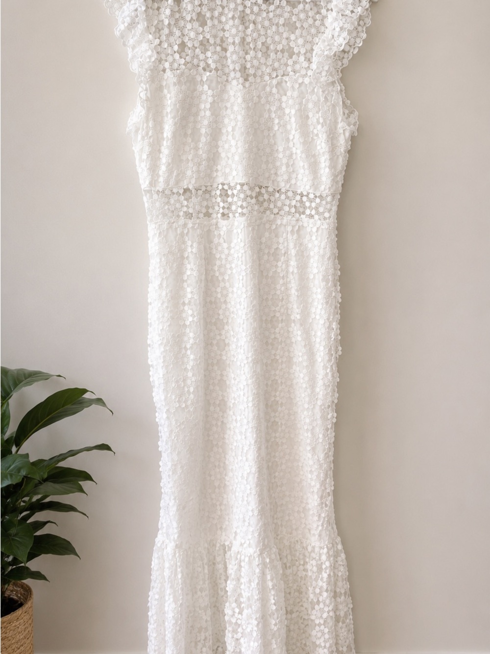 Petal & Pup Lauren Dress White Lace Midi Dress Size 4  Bridal Shower Wedding - Picture 3 of 13
